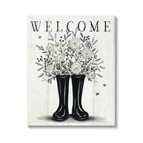 Stupell Industries Welcome White Roses Gardening Boots Outdoors Insect Sign,16 x 20, Design by Elizabeth Tyndall