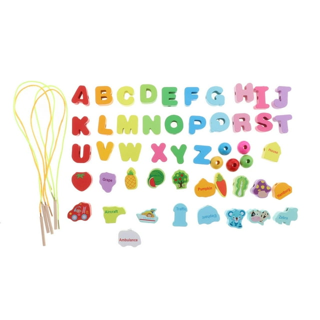 Juguete de cordón de de madera, juego de de cuerda para manualidades DIY para cumpleaños, niño pequeño 51 CUTICAT juegos de enhebrar cuentas
