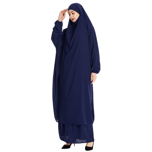 Hauts à Manches Longues pour Femmes Robe Abaya Modeste à Capuche Chauve-Souris Couleur Unie 2 Couleurs