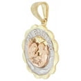 thumbnail image 2 of 14k Tricolor Gold, Mi Bautizo Baptism Christening Medal Pendant Religious Charm Round 15mm, 2 of 6
