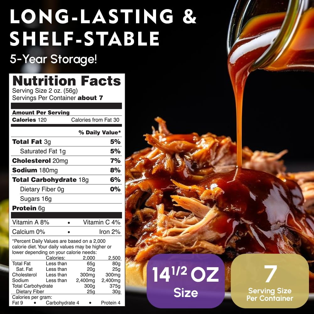 (Pack of 6) Grandma Werling’s Shredded Seasoned Pork with BBQ Sauce 14.5 Oz Fully Cooked Heat & Serve Premium Canned Meat Shelf Stable for Emergency Food Storage, Survival & Quick Meals Canned Food