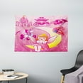 thumbnail image 1 of Pink Decor Tapestry, A Girl with Wings Sitting on the Moon A Unicorn Castle and the Stars Illustration, Wall Hanging for Bedroom Living Room Dorm Decor, 60W X 40L Inches, Pink, by Ambesonne, 1 of 2