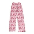 thumbnail image 5 of YOUYEDIAN Comfy Pajama Pants for Girls Stretch Drawstring Lounge Pants with Pockets Bow Print Casual Wide Leg Pjs Bottoms Hot Pink 2-3 Years, 5 of 5