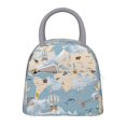thumbnail image 1 of Fotbe Animals Travel World Map Bolsa de Almuerzo con Estampado, Lonchera Aislada, Contenedor de Comida Reutilizable Tipo Cooler a Prueba de Fugas, 1 of 6