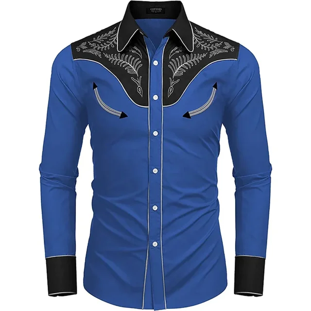 Camisa estilo occidental con estampado de flores, solapa, ropa de calle para exteriores, manga larga, estampado de botones, diseñador de moda tropical