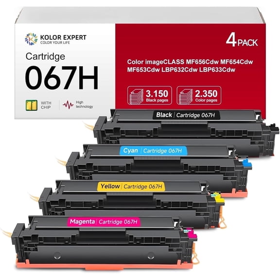 067H 067 Toner Cartridge for Canon 067H Toner Cartridge set for Canon Color ImageCLASS MF654Cdw LBP632Cdw printers (4-Pack)