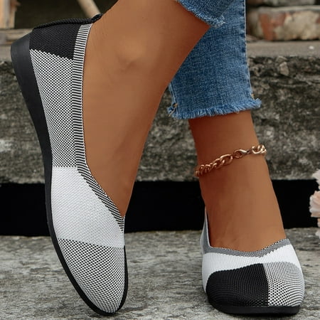 

Xysaqa Women Flats Shoes Womens Walking Shoes Women Slip-on Tassel Knit Top Platform Loafers Casual Comfortable Shoes Indoor Outdoor Mary Janes Flats on Clearance