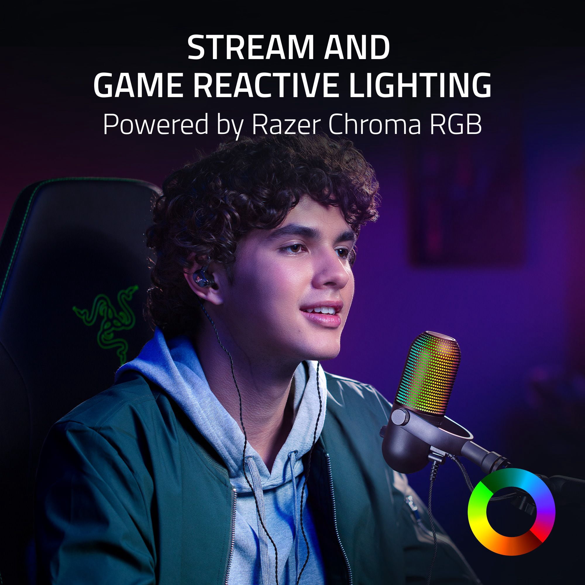 Razer Seiren V3 Chroma USB Mic with RGB Lighting Microphones with Tap-to-Mute, Black