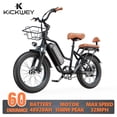 thumbnail image 6 of Kickwey LD20, Dual 2 Seater Electric Bike, 20'' Fat Tire 1500W Peak eBike, Max 50Miles 32MPH City Commuter Bicycle, 48V 20AH (960WH) Removable Battery, 6 of 14