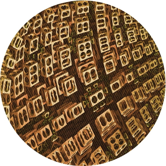 Ahgly Company Machine Washable Indoor Round Transitional Night Red Area Rugs, 6' Round
