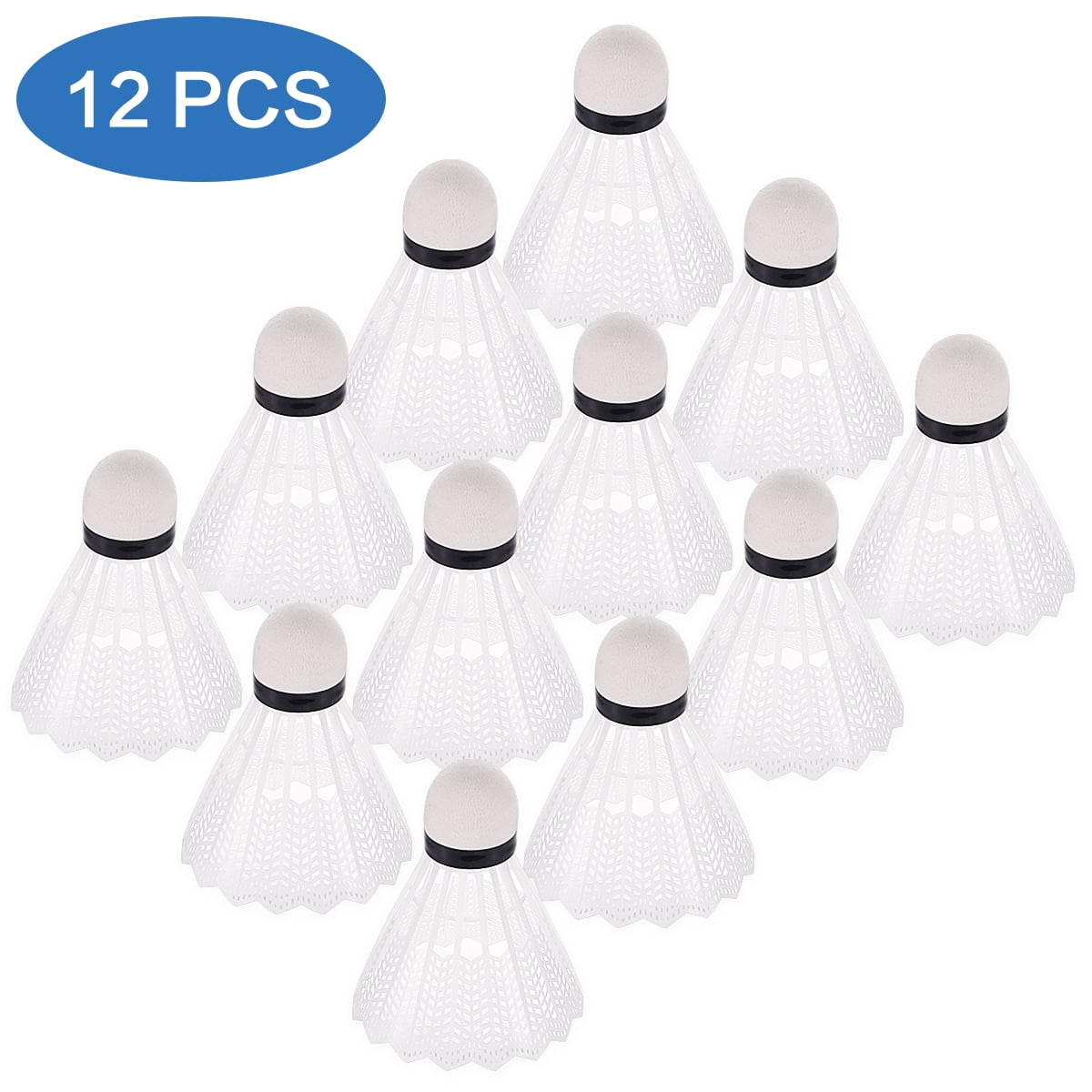 White Badminton Plastic Shuttlecocks Outdoor Indoor Gym Sports Accessories 12Pcs 