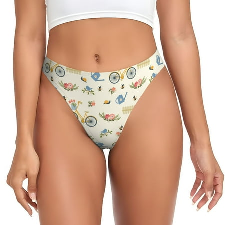 Thongs for Women - Bike Pattern Farmhouse No Show Seamless Womens Thongs Underwear  Stretch G String Thongs for Women  Ladies Breathable Kawaii Thong Bikini Panties Briefs