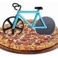 thumbnail image 1 of Bicycle Pizza Cutter, Bicycle Pizza Cutter, Pizza Slicer, Double Stainless Steel Pizza Cutter, Ultra Sharp Blade with Non-Stick Coating and Stand (Blu, 1 of 5