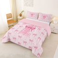 thumbnail image 2 of Erosebridal Pink T Personalized Initial Queen Comforter Set 3pcs For Girls Teens,Kawaii Ribbon Bow Knot Girl Bedding Comforter Set,Pink Reversible, 2 of 6