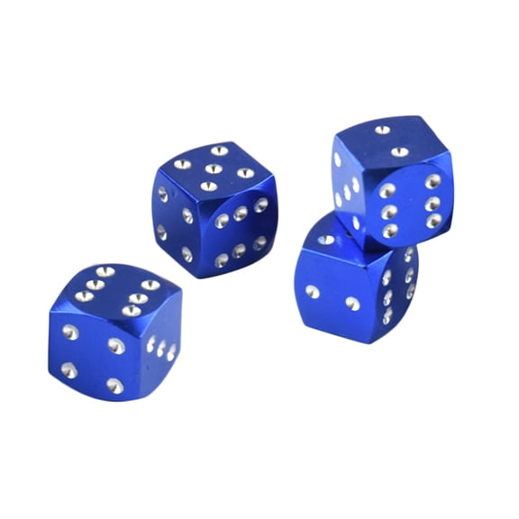 4 Pieces Dice Dust Valve Caps Novelty Fun Retro Auto Car-styling Blue