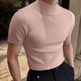 thumbnail image 4 of Moxiu Short Sleeve Shirts Mens Mock Turtleneck Sweater Slim Fit Undershirt Casual Basic Tops Ribbed Knit Pullover Solid Tee 2026 Pink,XXXL, 4 of 7