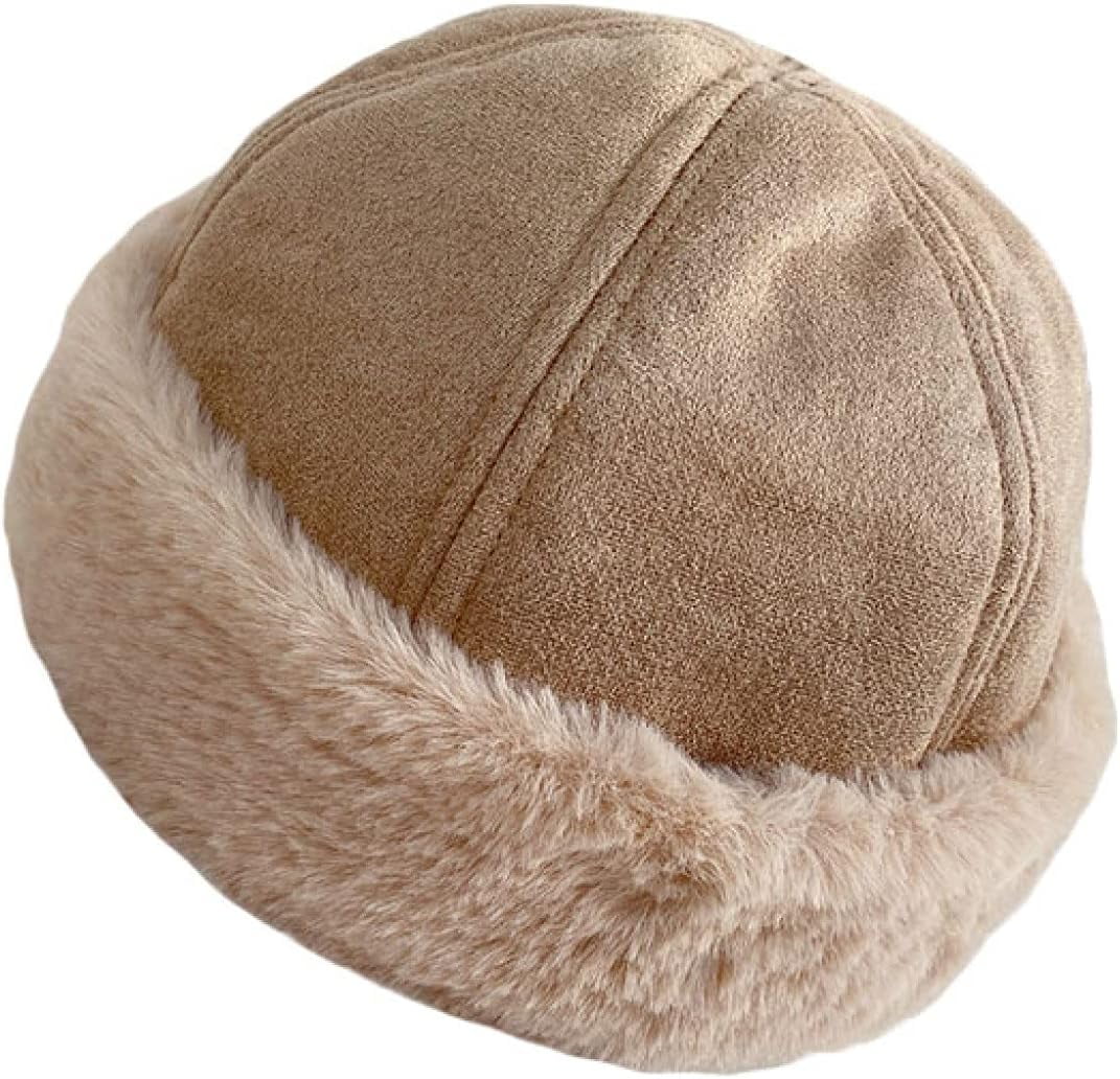 CoCoMangos Winter Suede Hats for Women Thick Bonnet Solid Colors Cap Skulls Beanies Short Curling Women Caps