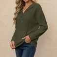 thumbnail image 5 of DailyTrove Women Cable Knit Henley Hooded Sweatshirt With Kangaroo Pocket Long Sleeve Tops, 5 of 8