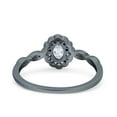 thumbnail image 3 of Black Tone, Simulated Cubic Zirconia Size-10 Halo Vintage Floral Art Deco Wedding Bridal Ring Oval 925 Sterling Silver, 3 of 7