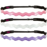 Hipsy Women's Adjustable NO SLIP Wave Glitter Multi 3pk (Purple/Silver/Pink)