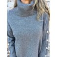 thumbnail image 4 of Suéter Holgado de Punto para Mujer, de Cuello Alto, Larga y Cuello Vuelto, de Invierno Gris Oscuro L, 4 of 10