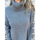 thumbnail image 4 of Suéter Holgado de Punto para Mujer, de Cuello Alto, Larga y Cuello Vuelto, para Invierno Gris Oscuro S, 4 of 10