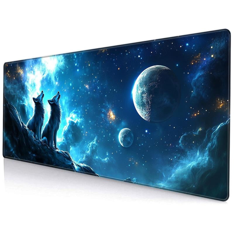 HELLOYOUNG Creative Wolf Pattern Mouse Pad, Large Gaming Mouse Mat with Non-Slip Rubber Base, Extended Desk Pad for Home Office and Game Room, Best Halloween Christmas New Year Gift