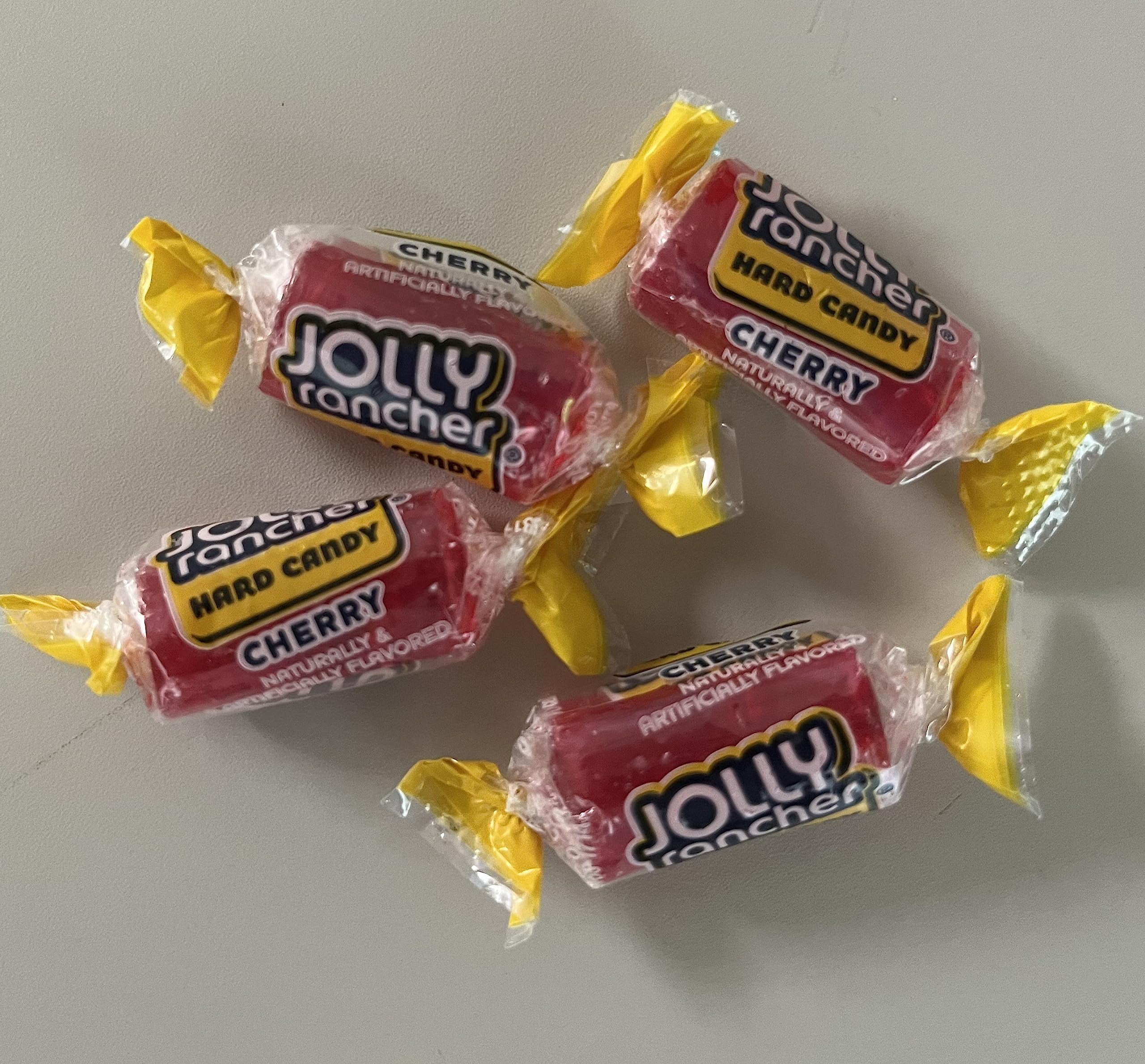 Individually wrapped Cherry Jolly Rancher hard candy