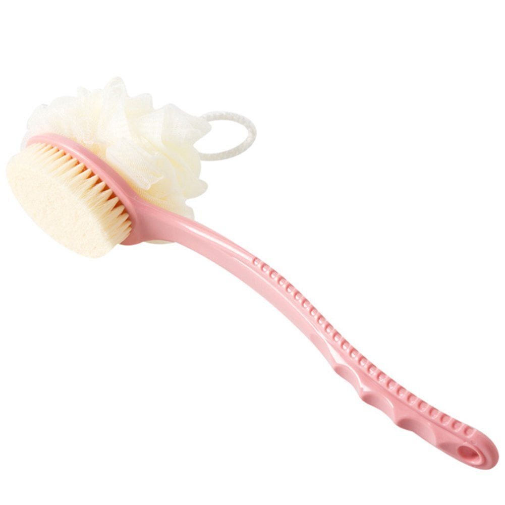 Shower Body Brush with Bristles and Loofah,Back Scrubber Bath Mesh