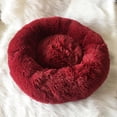 thumbnail image 3 of Soft Round Cat Bed, Plush Pet Bed for Small Dogs & Cats, 50cm, Burgundy, 3 of 5