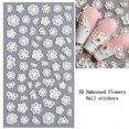 thumbnail image 2 of Flower Nail Art Sticker Decals 5D Hollow Exquisite Pattern Nail Art Supplies Self-Adhesive Luxurious Nail Art Decoration White Feather Lace Flower Lea, 2 of 4