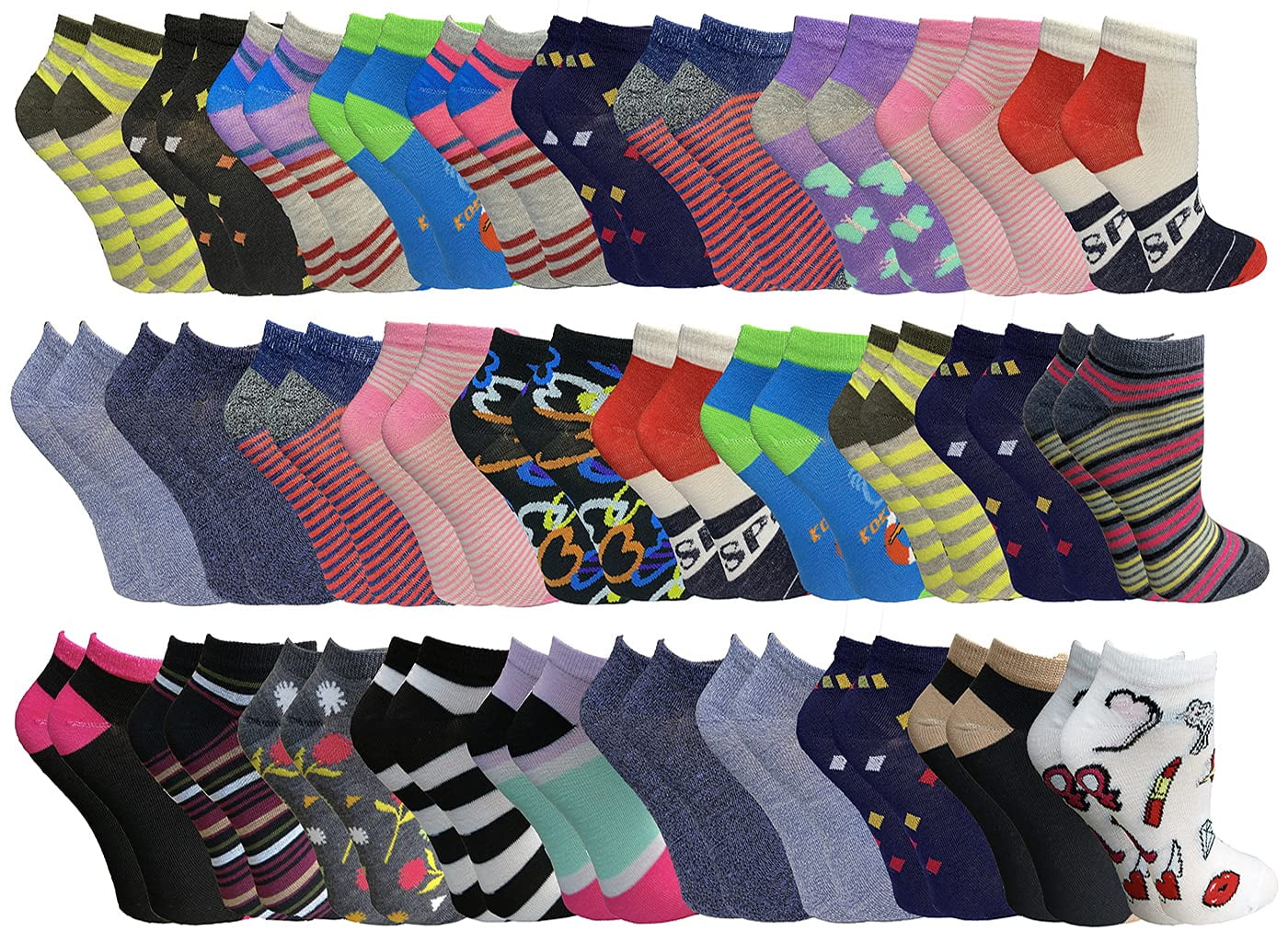 48 Pairs Yacht & Smith Kids No Show Cotton Ankle Socks Size 6-8 White Bulk  Pack - Girls Ankle Sock - at 