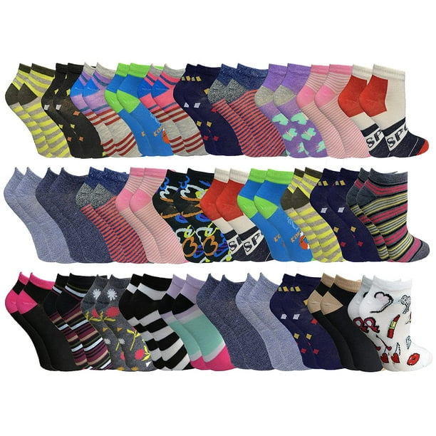 Yacht & Smith Yacht & Smith Bulk Patterned Funky Ankle Socks, Low Cut