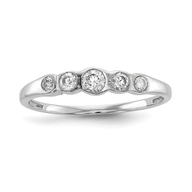 925 Sterling Silver 5 Stone Set Cubic Zirconia Cz Ring