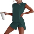 thumbnail image 3 of Women Solid Short Sleeve T Shirt Matching Skirt Set Casual Two Piece Outfit, 3 of 8