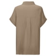 thumbnail image 5 of Womens Gauze Shirts Button Down Dress Shirts Casual Short Sleeve Textured Collared Summer Work Blouse Camping Clothes Brown S, 5 of 5
