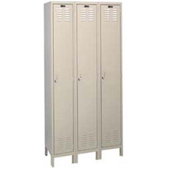 Hallowell UH3228-1A-PT Hallowell Value Max Locker, 36 in. W x 12 in. D x 78 in. H, 729 Parchment, Single Tier, 3-Wide, Assembled