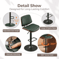 thumbnail image 4 of EOP Modern Upholstered Barstools Set of 2, Adjustable Height Counter Stools with Bentwood, Faux Leather Swivel Bar Stools with Metal Frame, Green, 4 of 9