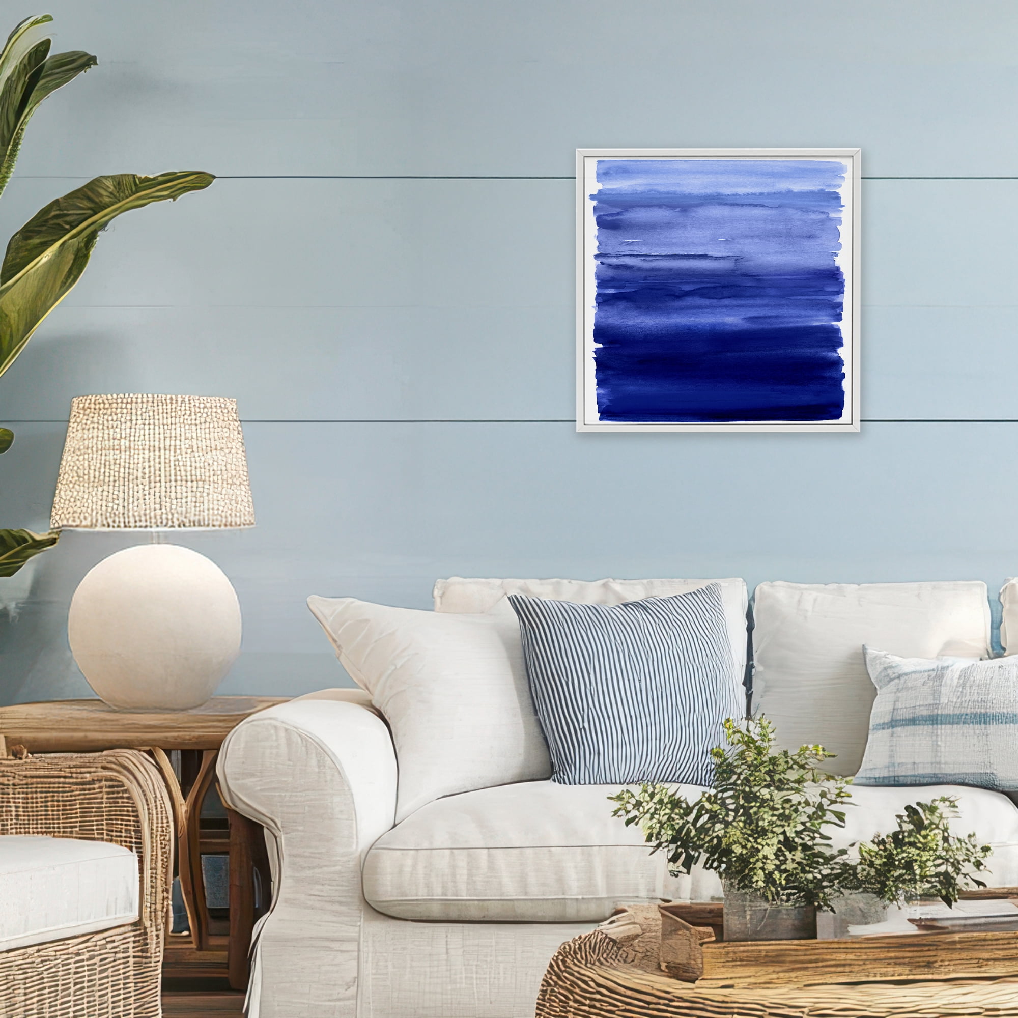 Stupell Industries Indigo Ombre Gradient White Framed Giclee Art, design by Allie Corbin