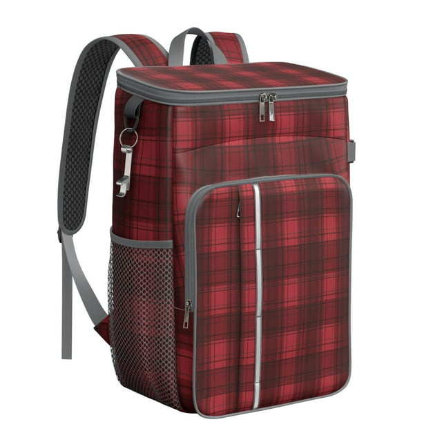 Vintage Checkered Cooler Backpack - 20L Insulated Soft Cooler Bag with Long-Lasting Cold Retention for Camping