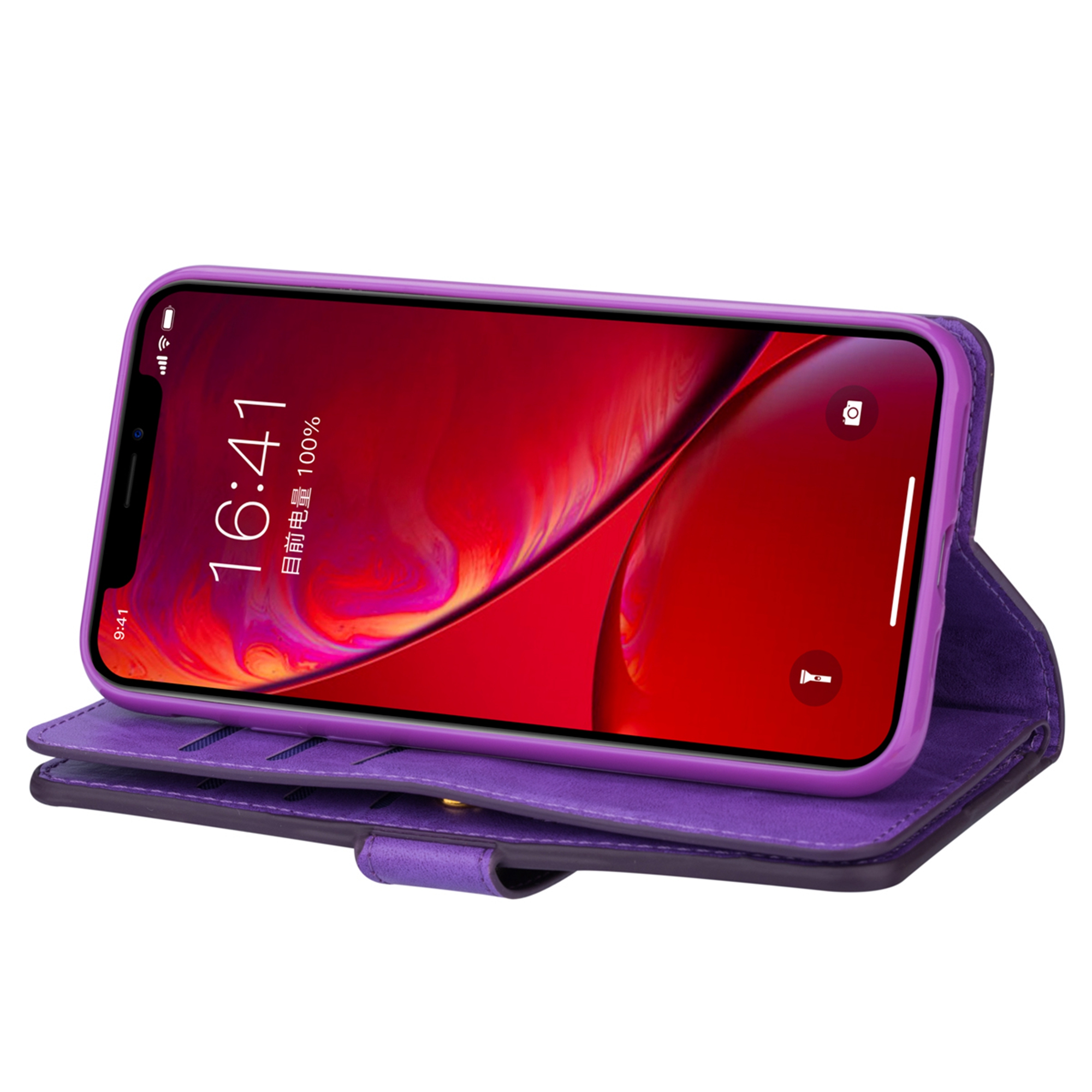 iPhone 11 Pro Max 6.5 inch Wallet Case, Dteck 9 Card Slots Premium Leather Zipper Purse case Flip Kickstand Folio Magnetic with Wrist Strap Credit Cash Cover For Apple iPhone 11 Pro Max, Purple - image 4 of 7
