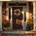 thumbnail image 4 of Valery Madelyn 24 inches Pre-Lit Fall Wreath Lighted White Green Thanksgiving Wreath with Pumpkin & Bow for Front Door Fireplace, 4 of 8