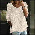 thumbnail image 2 of WZXFASHION T-shirt à Imprimé pour Femme, Manches Mi-Longues, Col Rond, T-shirt à Manches 3/4, T-shirt Ample Grande Taille, Liquidation à 50 % de Rabais, T-shirt à Manches Longues pour Femme, 2 of 4