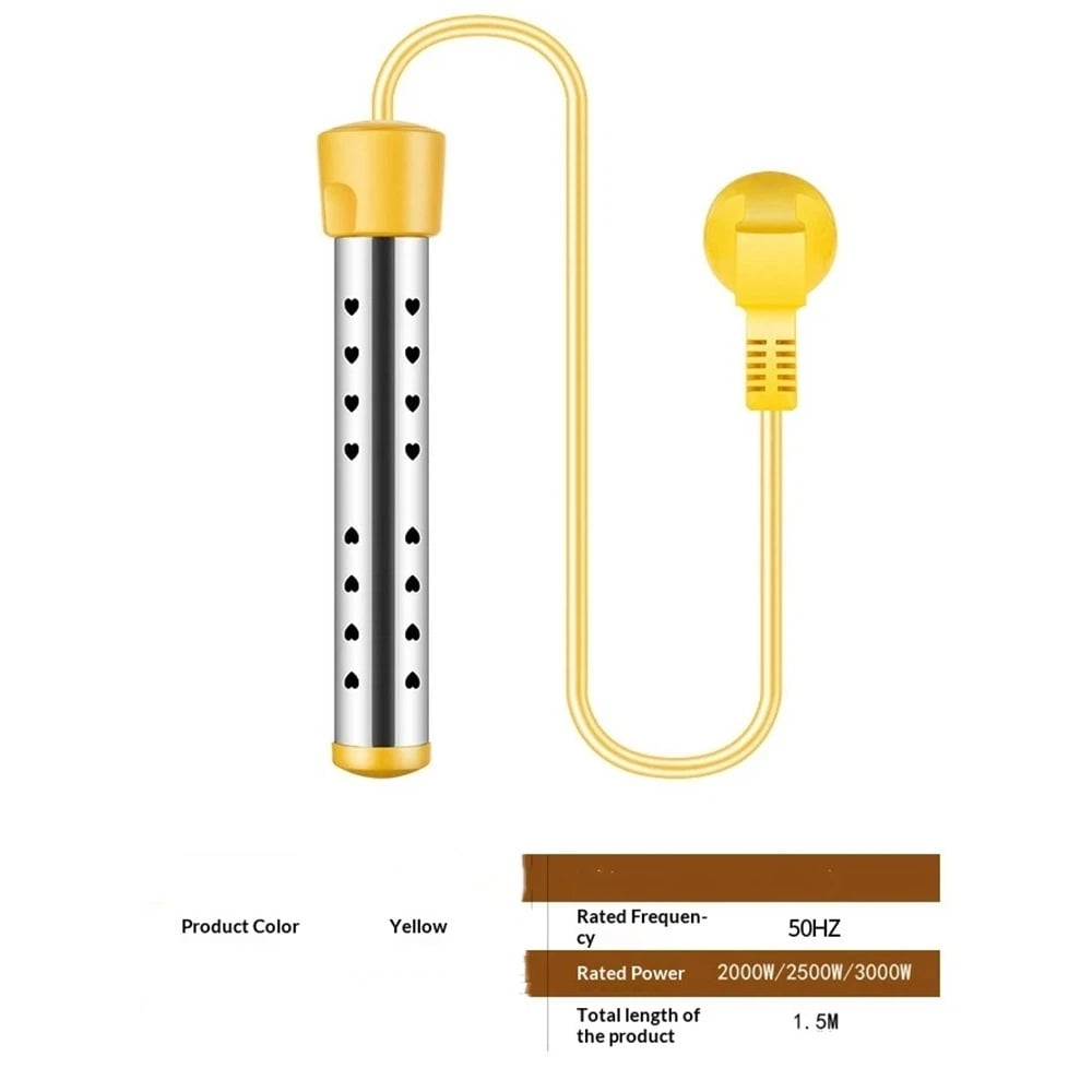 Portable Water Heaters, 1500W Immersion Water Heater Electric , Bucket Heater with SS Guard Fast Heating in Minutes Suitable for Bucket Bathtubs and Basin