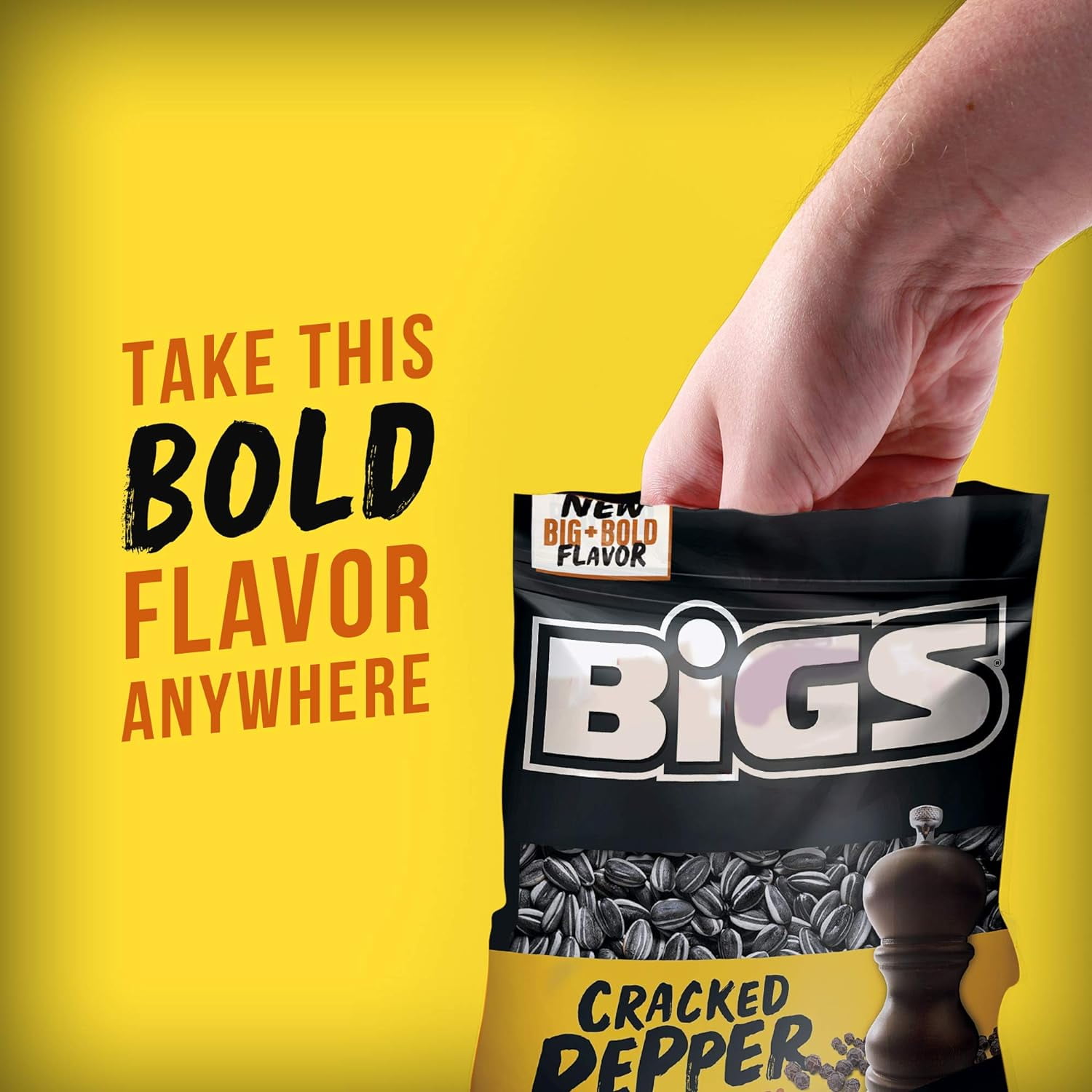BIGS CRACKED PEPPER Sunflower Seeds, Keto Friendly Snack, 5.35 Oz. Bag (Box of 12)