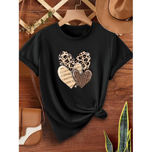 Graphic Print Casual T-Shirt, Round Neck Short Sleeves Comfy Sports , Women's Versatile Tops Tee For Adult, Men, Women, Teen, Teenager, Adolescent, Youth