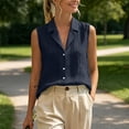 thumbnail image 6 of ZGRBOU Womens Sleeveless Button Down Shirts Summer Cotton Linen V Neck Blouses Solid Color Casual Work Tank Tops, 6 of 7