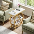 thumbnail image 3 of Fnova Side Table with Circular Metal Frame, End Table with 4-Tier Shelves for Living Room, White Gold, 3 of 16