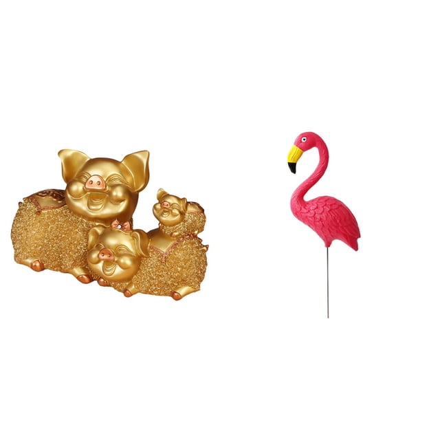 Figura de Cerdo y Pájaro, Estatua de Animal Coleccionable Moderna, Escultura de Resina para Estantería, Centro de Mesa, Adorno de Jardín, Accesorios p