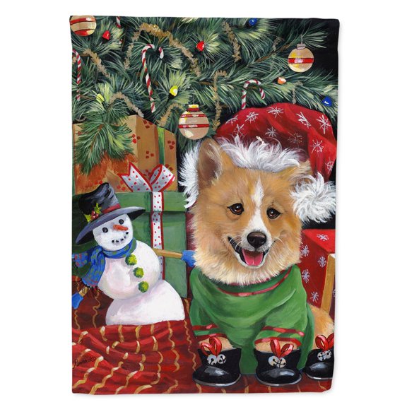 Corgi Under my Christmas Tree Garden Flag